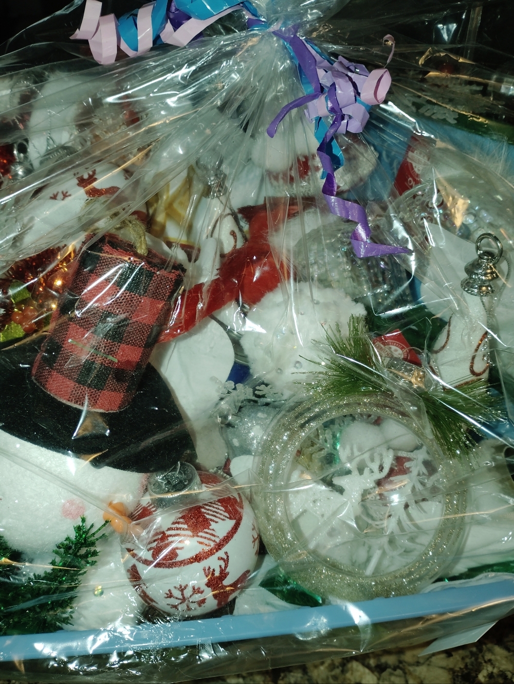 Holiday Gift Basket with Snowman and Ornaments -Christmas Gift Basket - Picture 3 of 7